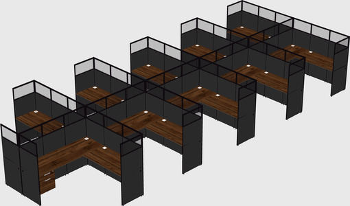Shared l-shaped cubicle
