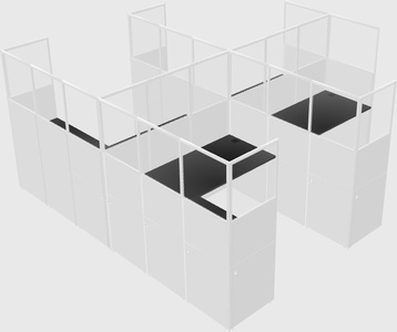 Shared l-shaped cubicle
