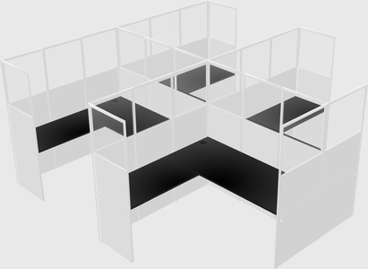 Shared l-shaped cubicle