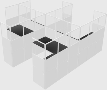 Shared l-shaped cubicle