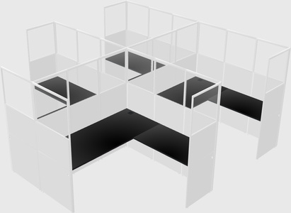 Shared l-shaped cubicle