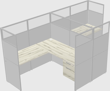 Shared l-shaped cubicle