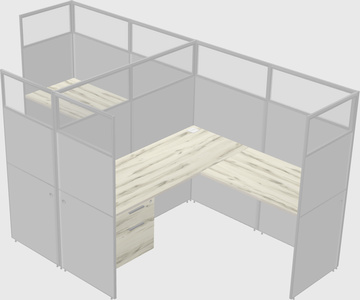 Shared l-shaped cubicle