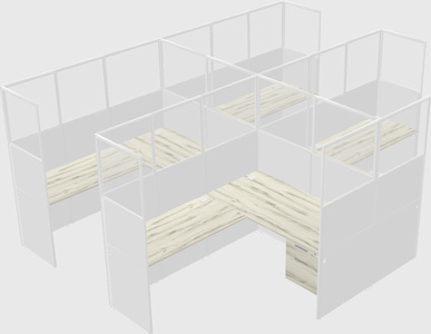 Shared l-shaped cubicle