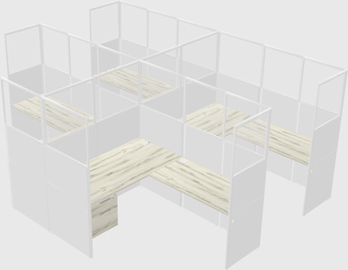Shared l-shaped cubicle