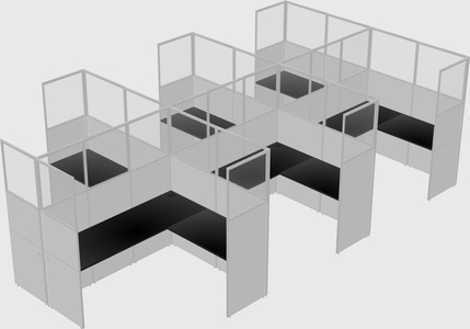 Shared l-shaped cubicle