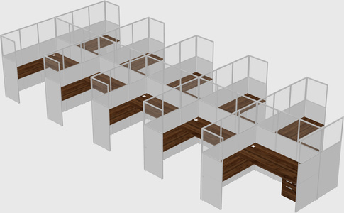Shared l-shaped cubicle
