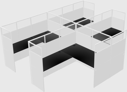 Shared l-shaped cubicle
