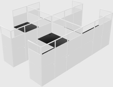 Shared l-shaped cubicle