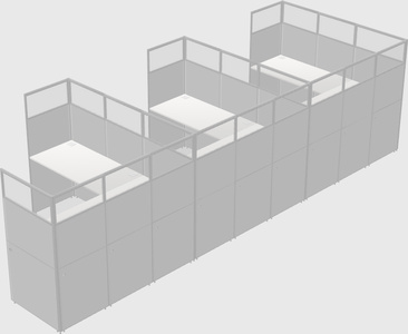 Shared l-shaped cubicle