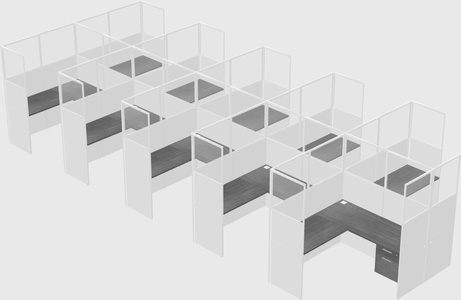 Shared l-shaped cubicle