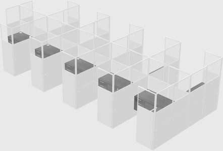 Shared l-shaped cubicle