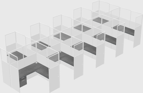 Shared l-shaped cubicle