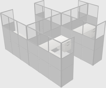 Shared l-shaped cubicle