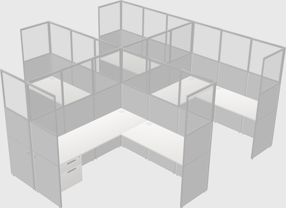 Shared l-shaped cubicle