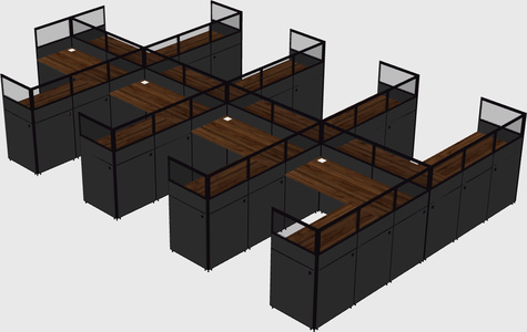 Shared l-shaped cubicle