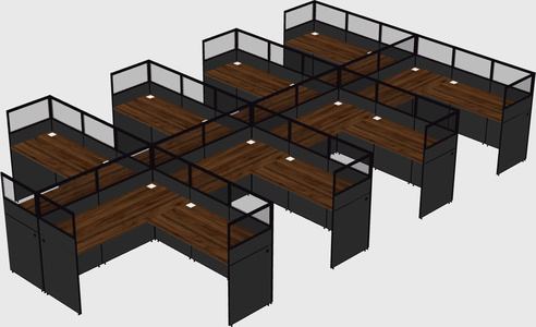Shared l-shaped cubicle