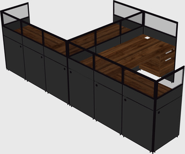 Shared l-shaped cubicle