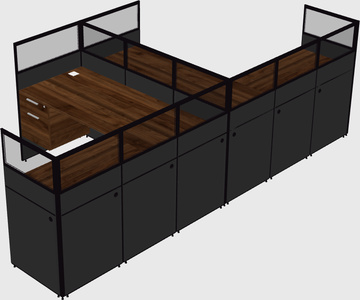 Shared l-shaped cubicle