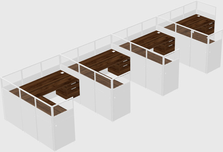 Shared l-shaped cubicle