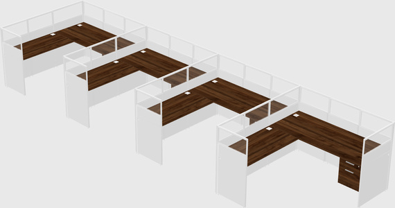 Shared l-shaped cubicle
