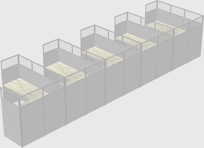 Shared l-shaped cubicle