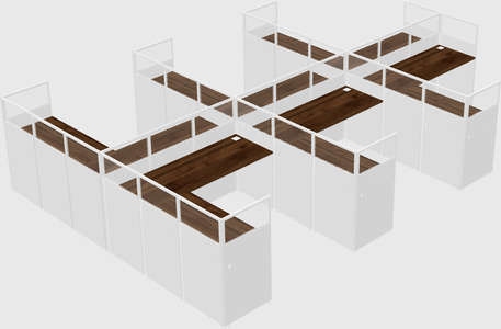 Shared l-shaped cubicle