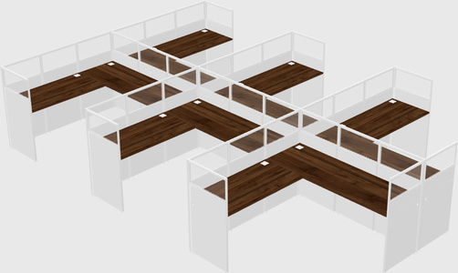 Shared l-shaped cubicle