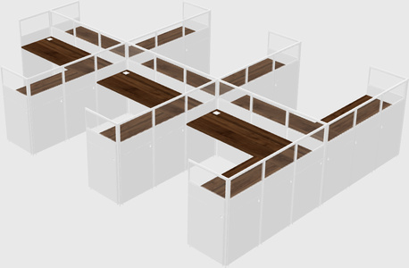 Shared l-shaped cubicle
