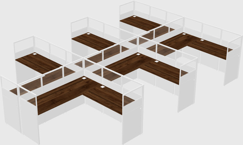 Shared l-shaped cubicle