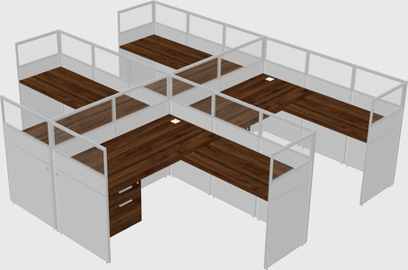 Shared l-shaped cubicle