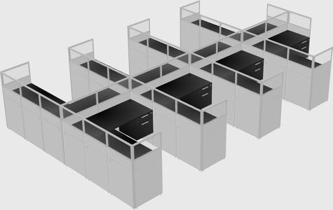 Shared l-shaped cubicle
