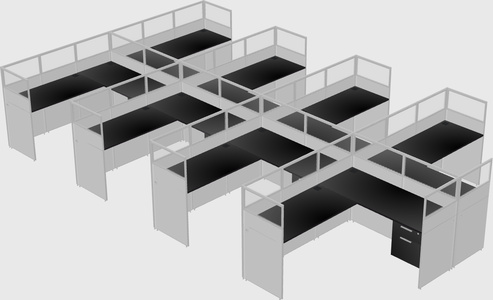 Shared l-shaped cubicle