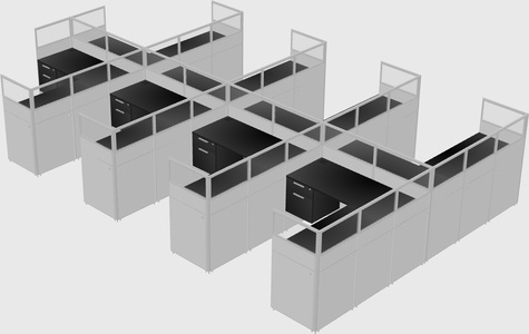 Shared l-shaped cubicle