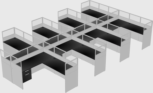 Shared l-shaped cubicle