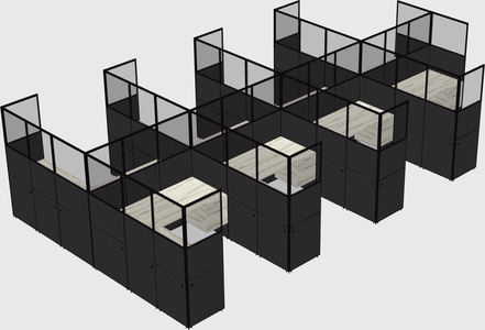 Shared l-shaped cubicle
