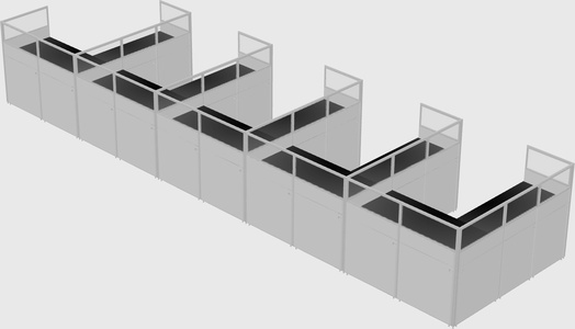Shared l-shaped cubicle