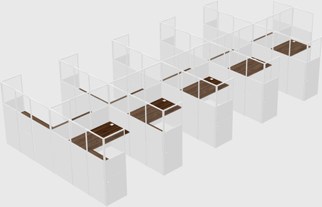 Shared l-shaped cubicle