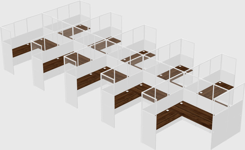 Shared l-shaped cubicle