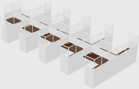 Shared l-shaped cubicle