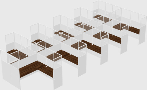 Shared l-shaped cubicle