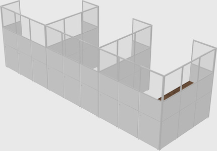 Shared l-shaped cubicle