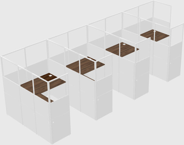 Shared l-shaped cubicle