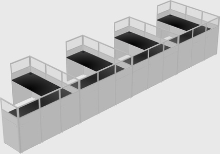 Shared l-shaped cubicle