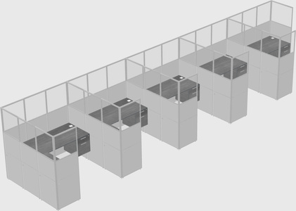 Shared l-shaped cubicle