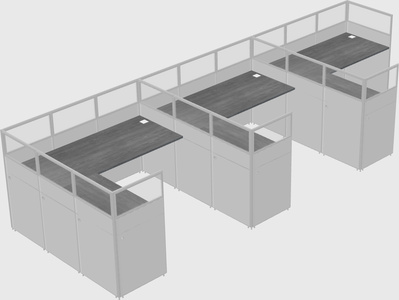 Shared l-shaped cubicle