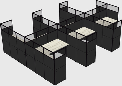 Shared l-shaped cubicle