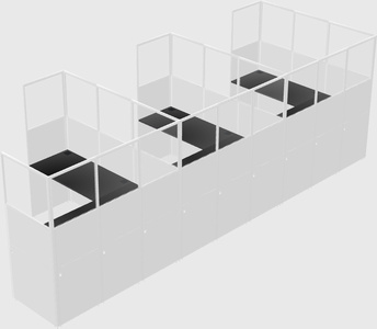 Shared l-shaped cubicle