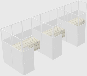 Shared l-shaped cubicle