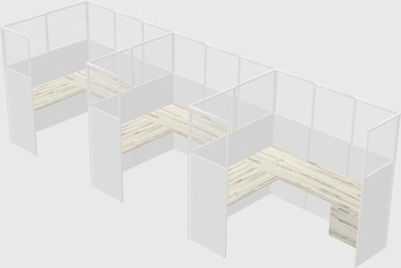Shared l-shaped cubicle